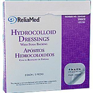 Image of ReliaMed Sterile Latex-Free Hydrocolloid Dressing with Foam Back 4" x 4"