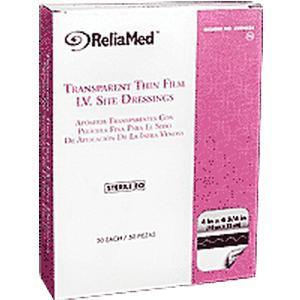 Image of ReliaMed Sterile Latex-Free Transparent Thin Film I.V. Site Adhesive Dressing 4" x 4-3/4"