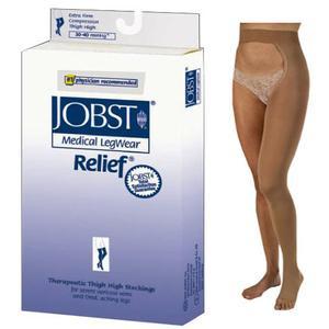 Image of Relief Chap Style Compression Stockings, 30-40, Small, Open, Left Leg, Beige