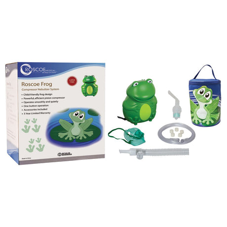 Image of Roscoe Pediatric Frog Aerosol Nebulizer, with Nebulizer Kit/Bag