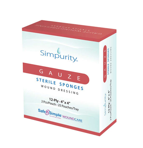 Image of Safe n Simple Simpurity™ Gauze Dressing, 12 Ply, 4" x 4", Sterile 2's