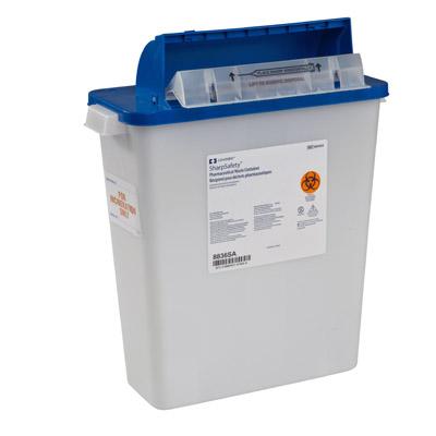 Image of SharpSafety Pharmaceutical Waste Container, Counterbalance Lid, 3 Gallon