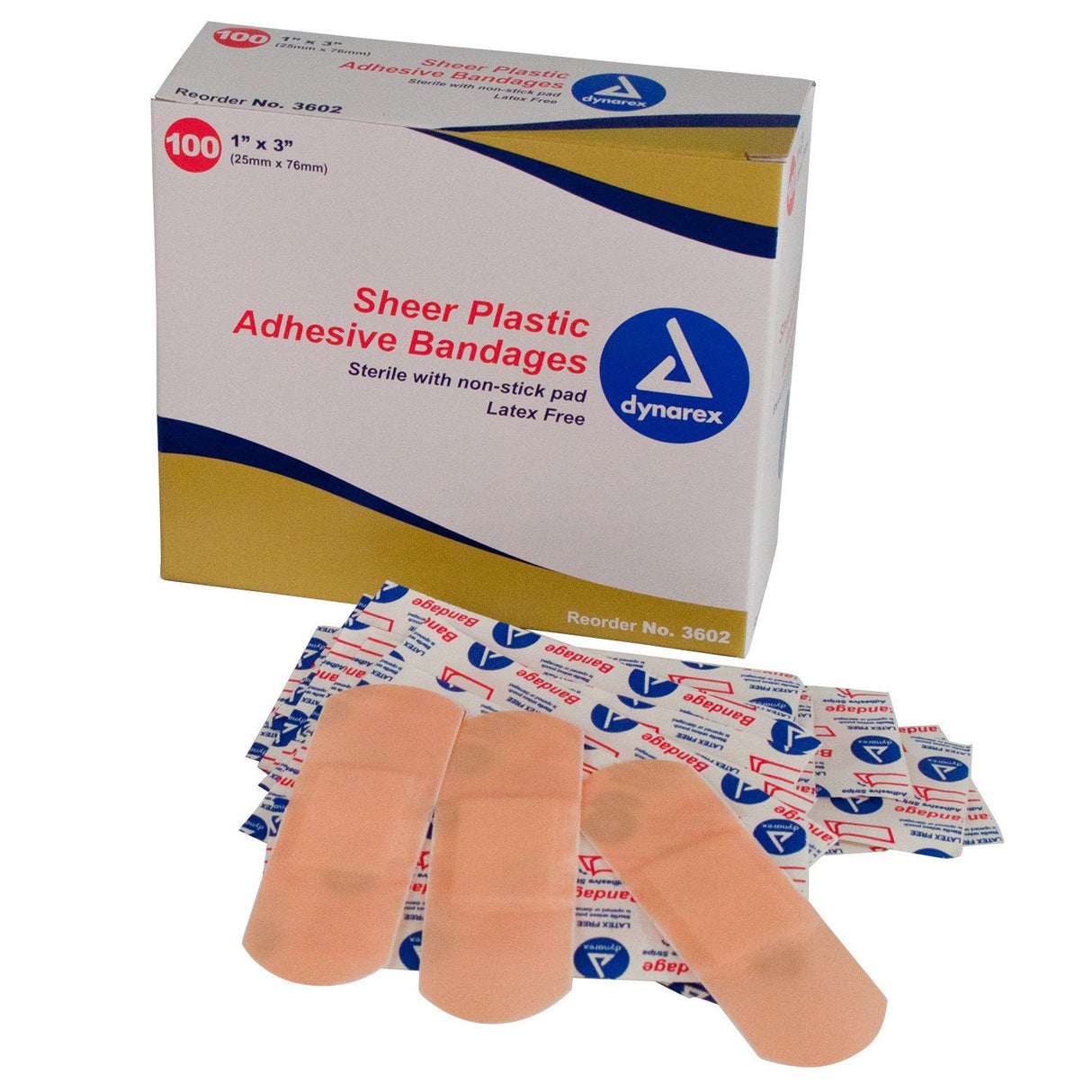 Image of Sheer Plastic Adhesive Bandages Sterile, 1" x 3"