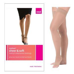 Image of Sheer & Soft Thigh High with Silicone Top Band, 15-20, Open, Natural, Size 2