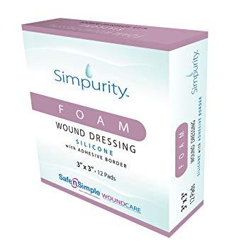 Image of Simpurity Foam Wound Dressing Bordered Silicone, 3" X 3"