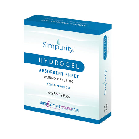 Image of Simpurity Hydrogel Dressing with Adhesive Border, 4" x 5"