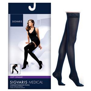 Image of Soft Opaque Thigh High with Grip-Top, 20-30, Small, Long, Closed, Graphite