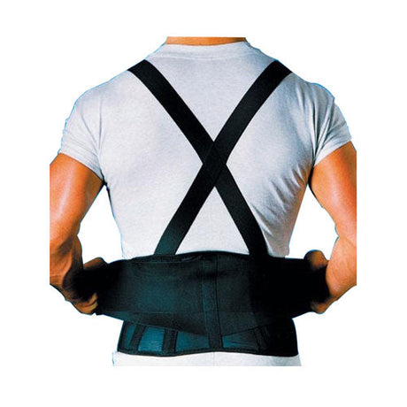 Image of Sport Aid Back Brace with Suspenders, Medium/Large, Black
