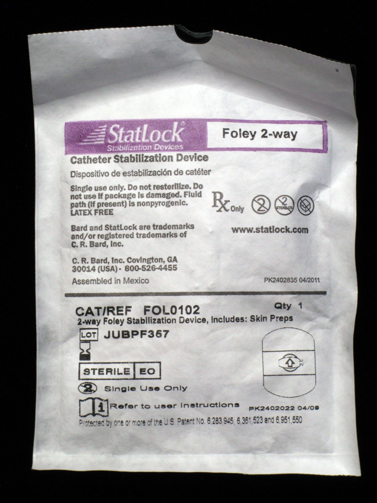 Foley Lock Sticker STATLOCK Foley Stabilization Device with Tricot Anchor Pad – Save Rite ...
