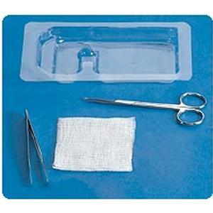 Image of Suture Removal Tray with Metal Littauer Scissors and Plastic Forceps