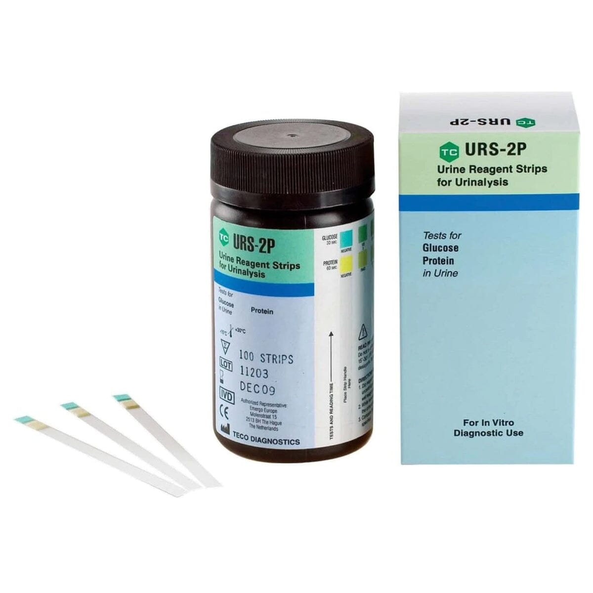 Image of Teco Diagnostics Urine Reagent Strip, for Glucose/Protein Test, 100 Strips