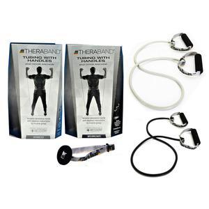 Image of TheraBand Tubing with Soft Handles and Door Anchor, Intermediate, Black