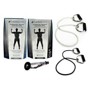 Image of TheraBand Tubing with Soft Handles and Door Anchor, Intermediate, Black