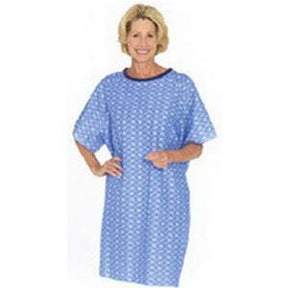 Image of Tieback Patient Gown, Blue Plaid, One Size