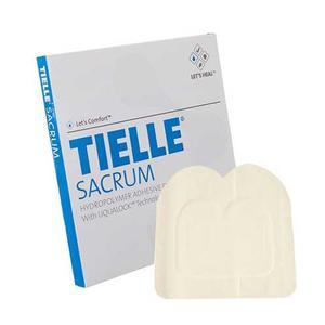 Image of TIELLE Essential Silicone Border Sacrum Foam Dressing, 7-1/4" x 7"