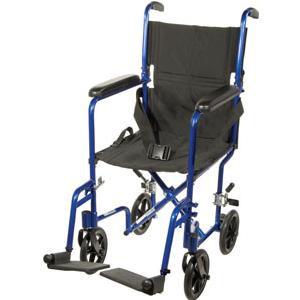 Image of Transport Aluminum Wheelchair 17" Seat, Red