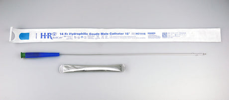 Image of TruCath Hydrophilic Catheter with water bag and touch free sleeve, 14FR, 16"