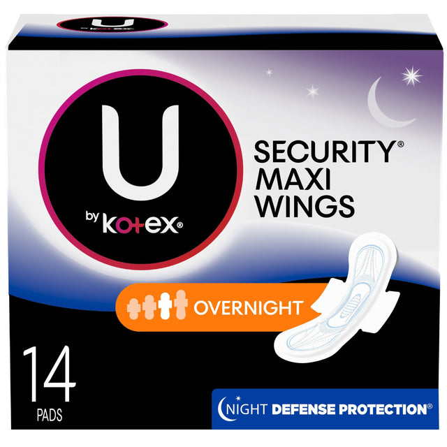 Image of U by Kotex Security Maxi Overnight Pads, Regular, Fragrance-Free