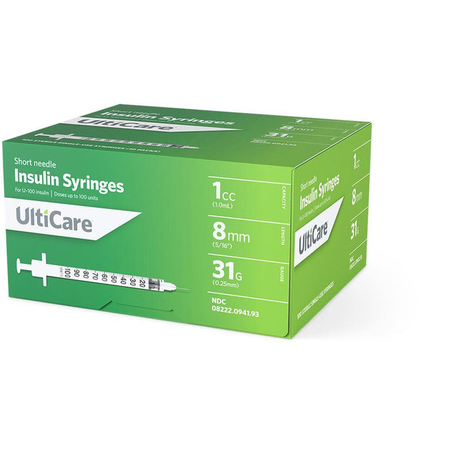 Image of UltiCare U-100 Insulin Syringes 1 mL/cc 8mm (5/16") x 31G