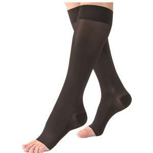 Image of UltraSheer Knee-High Stockings, 20-30 mmHg, Petite, Large, Open Toe, Black