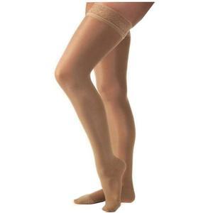 Image of Ultrasheer Thigh-High with Lace Silicone Border, 20-30, Closed, Petite, Suntan, Medium