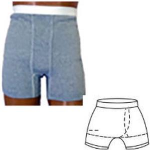 Image of Underwear Ostomy OPTIONS Boxer Brief with Built-in Barrier/Support Gray Large 40-42 Left Stoma