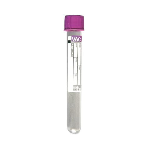 Image of VACUETTE Blood Collection Tube, K2E K2EDTA, Non-Ridged, 13x75, Lavender Cap with Black Ring, 4 mL