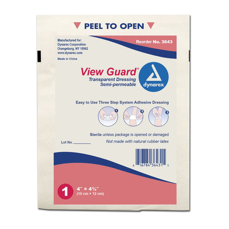 Image of View Guard Transparent Dressing, Sterile, 4" x 4-3/4"