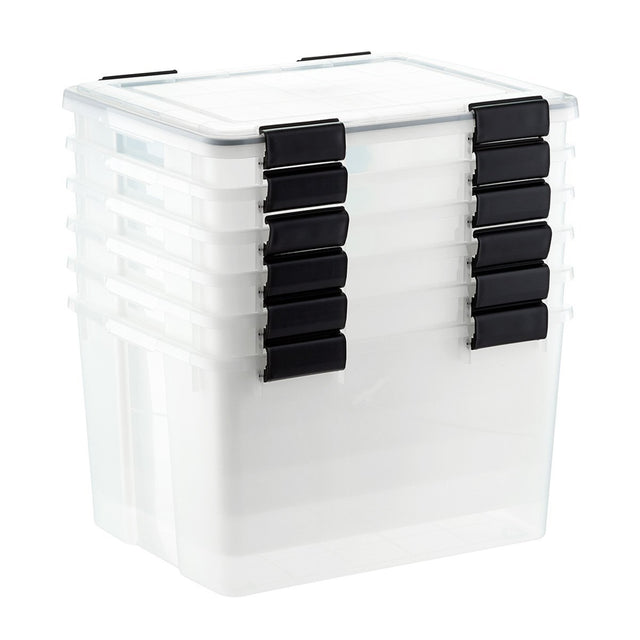 Image of Weathertight Tote with Lid, Clear, 46.6 qt.