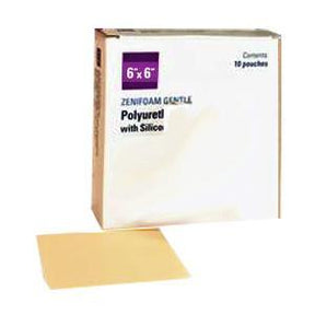 Image of ZeniFoam Gentle Polyurethane Foam Dressing with Silicone Adhesive, 6" x 6"